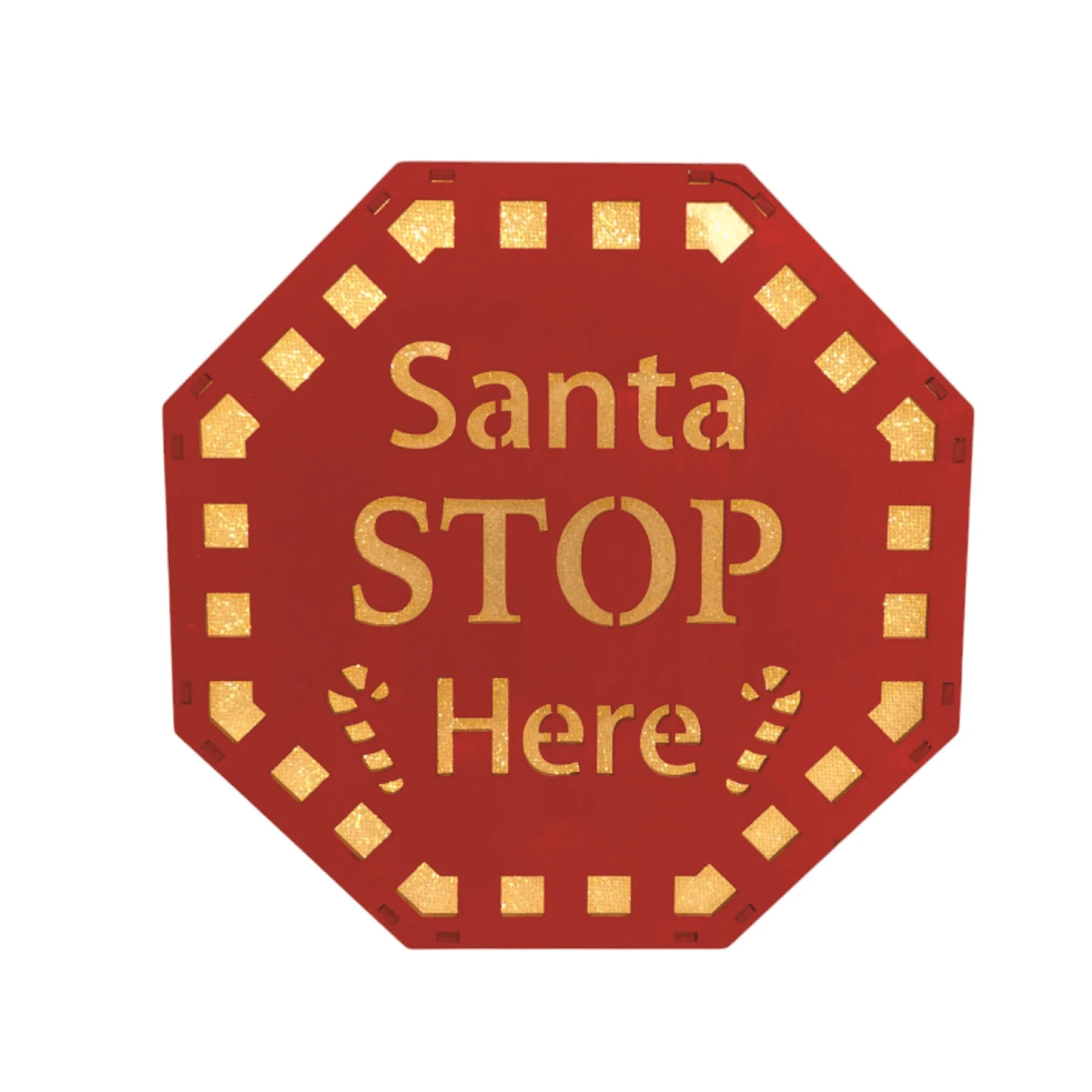 LED Santa Stop Here Sign 22cm
