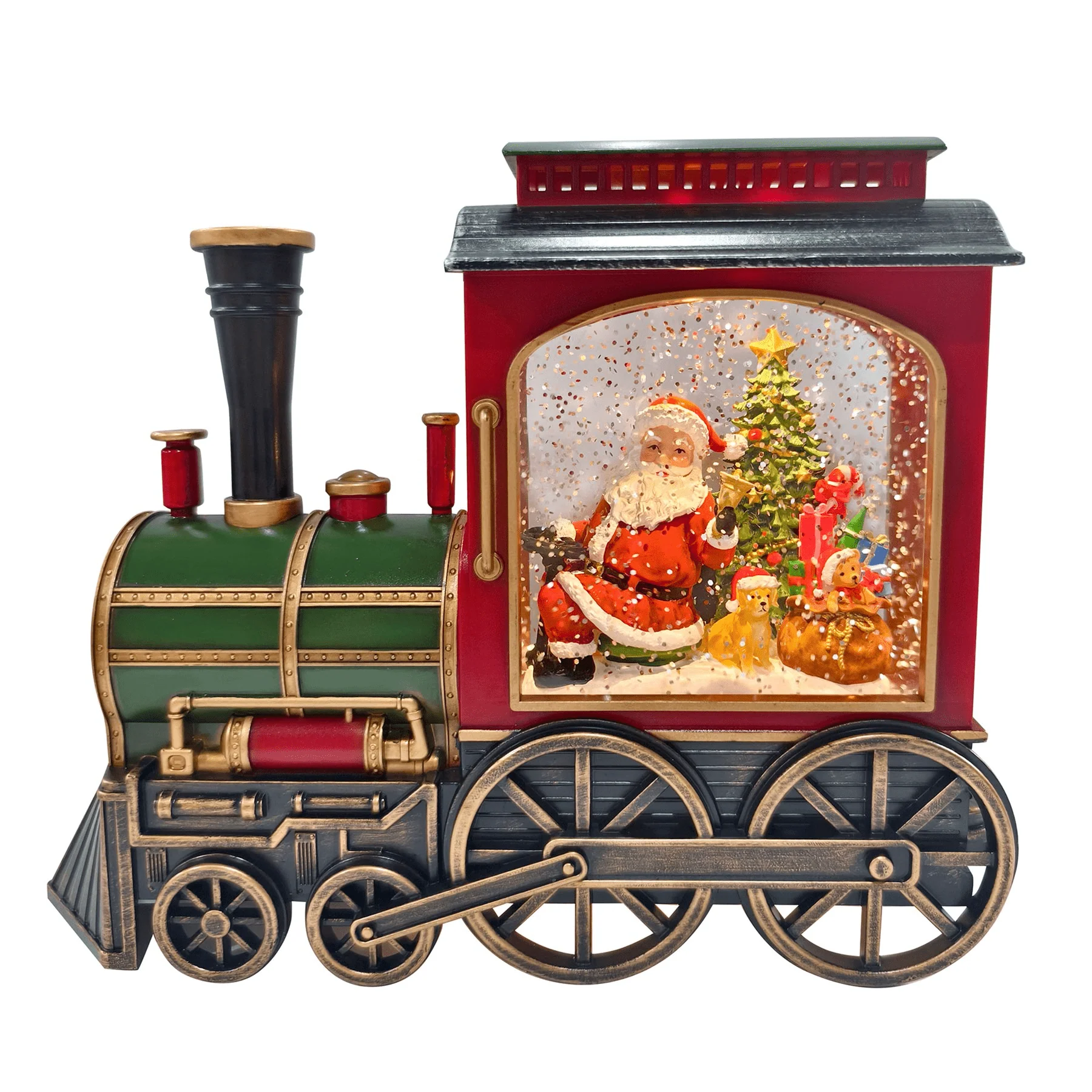 LED Santa Train Glitter Water Spinner 25cm