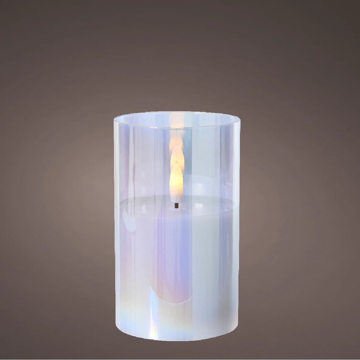 LED Wick Candle Glass Battery Operated 12.5 x 7.5cm