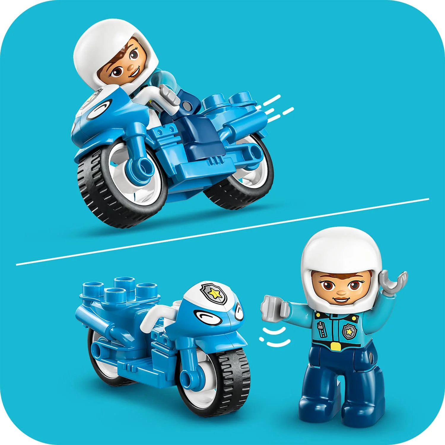 Lego 10471 Duplo Blue Police Motorcycle - Image 2