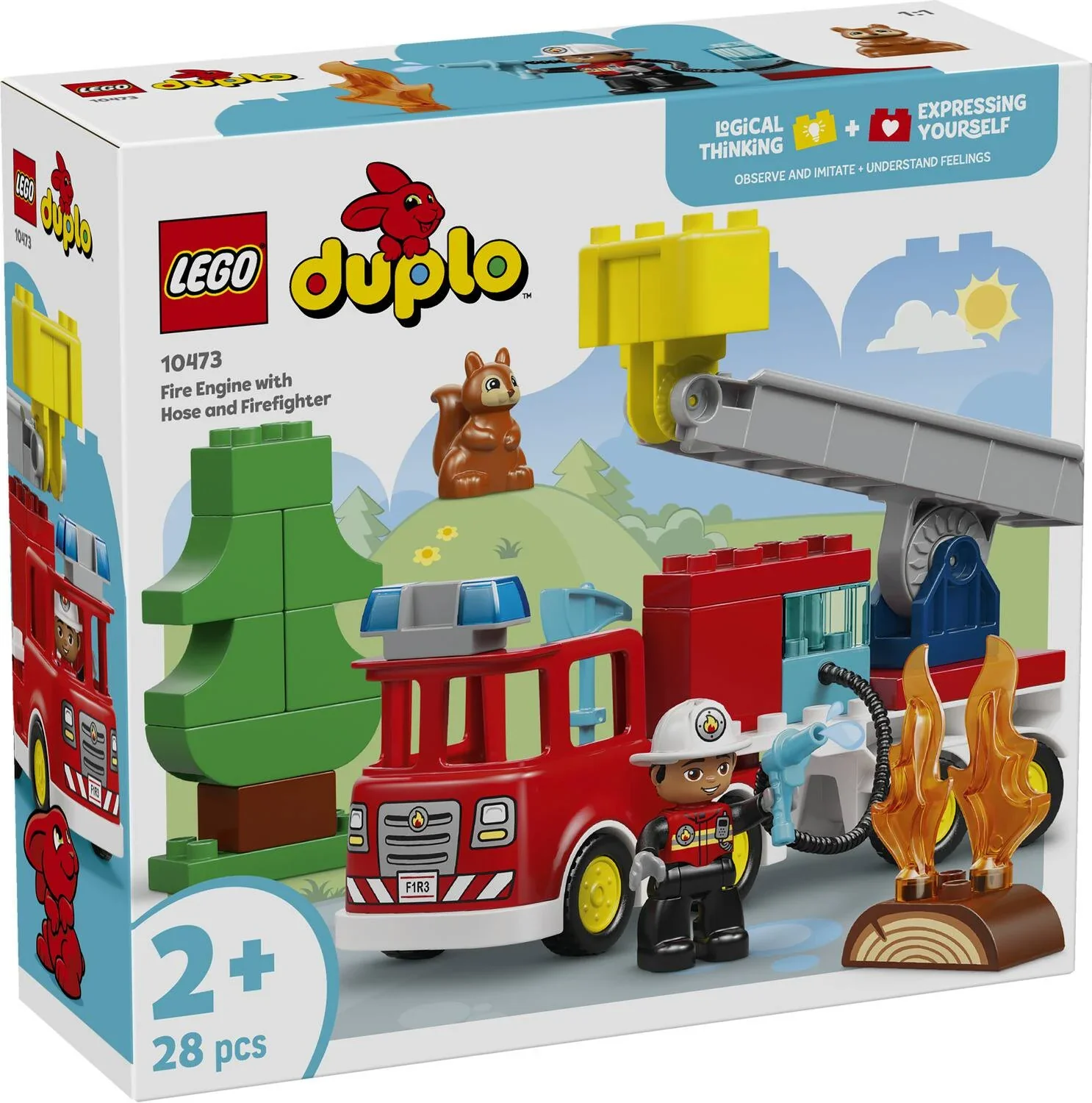Lego 10473 Duplo Fire Truck With Hose And Firefighter