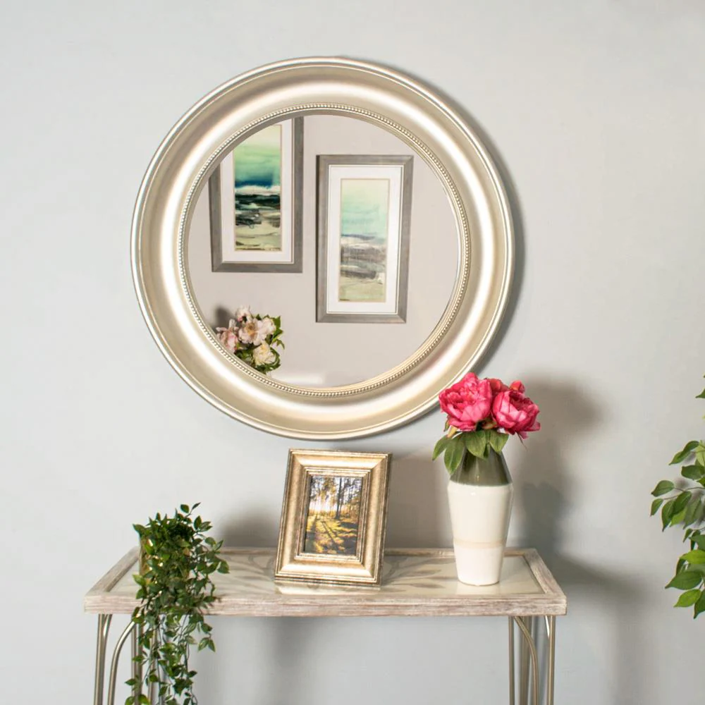 Lena Wall Mirror Beaded Round Champagne 90cm - Image 3