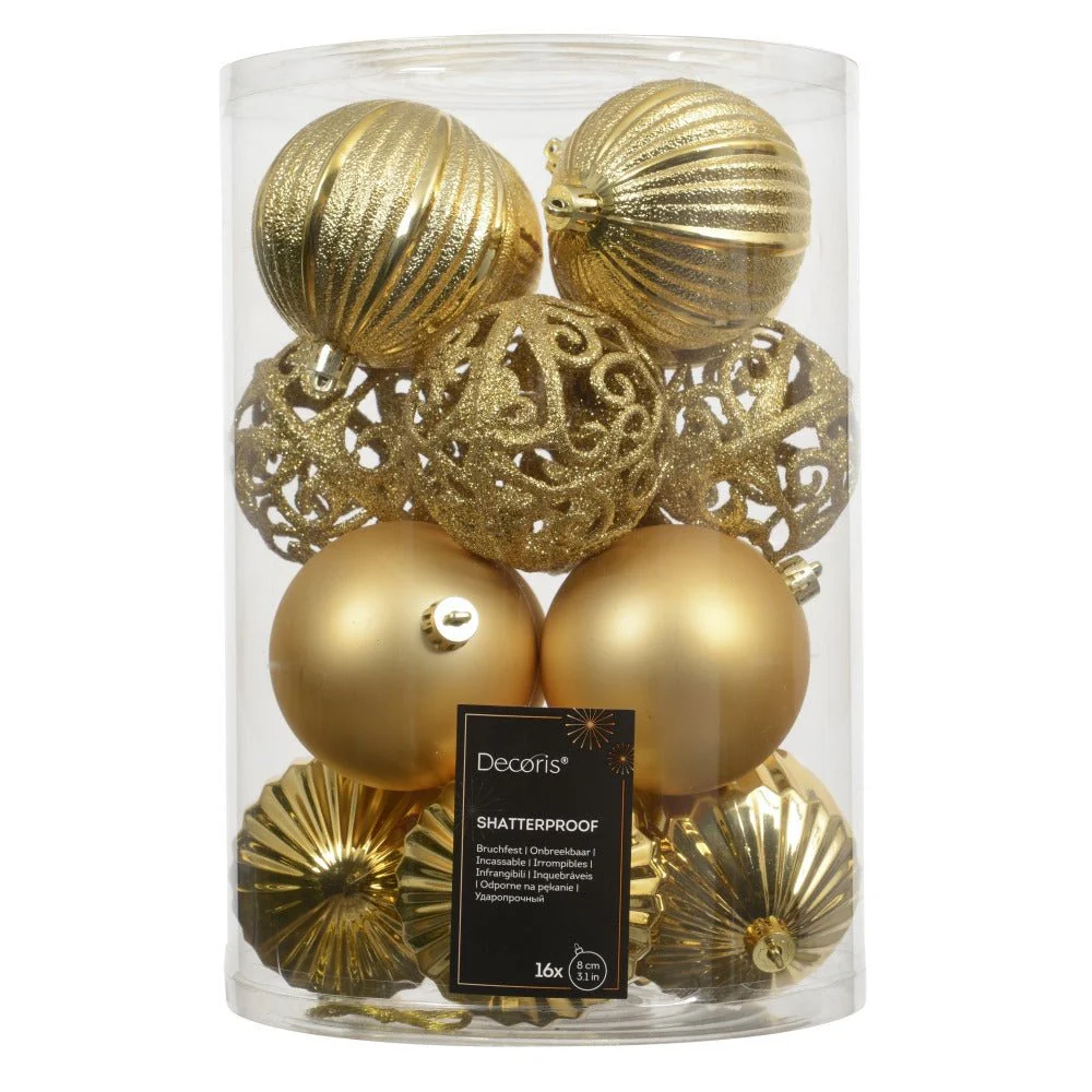 Light Gold Shatterproof Baubles | Pack Of 16
