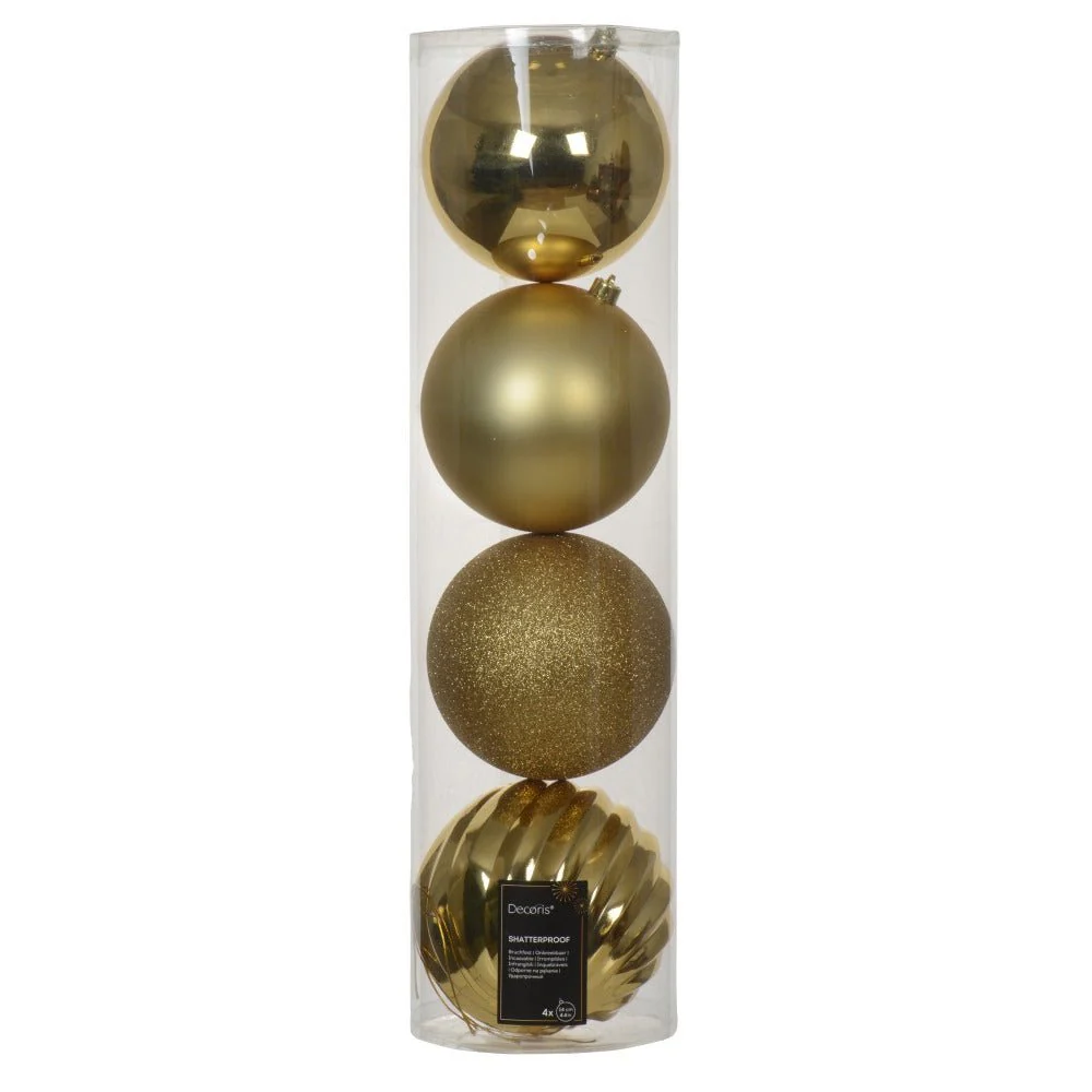 Light Gold Shatterproof Baubles | Pack Of 4