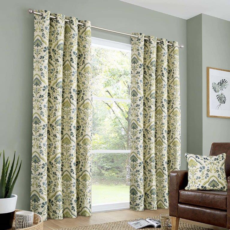 Lille 90" x 90” Lined Eyelet Curtains Blue