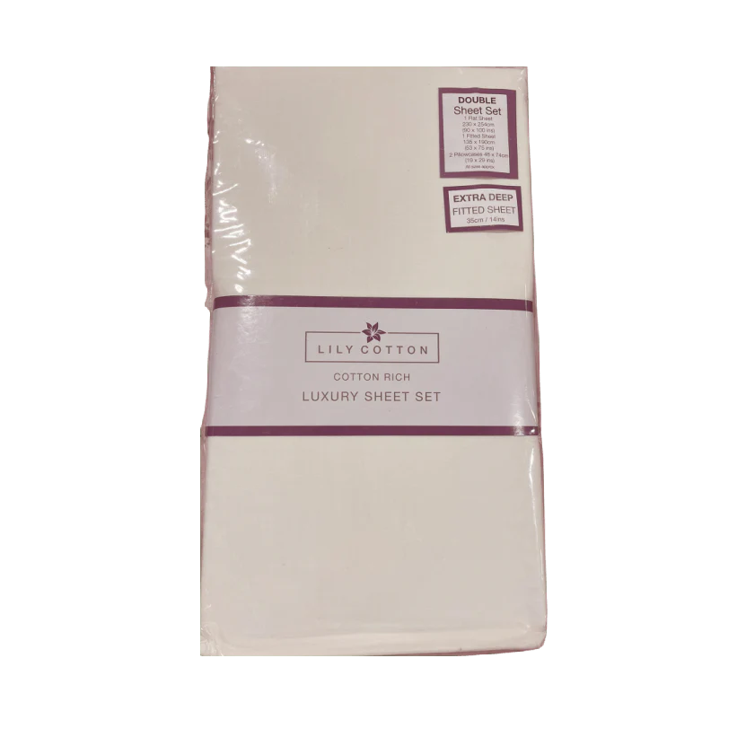 Lily Cotton Luxury Sheet Set Ivory Double