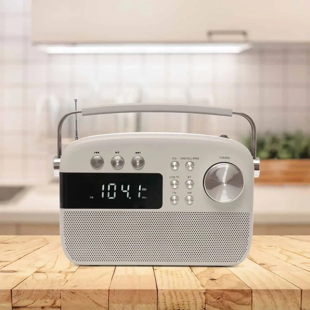 Lloytron 2 Band Encore Rechargeable AM/FM Radio + Music Stream|Cream