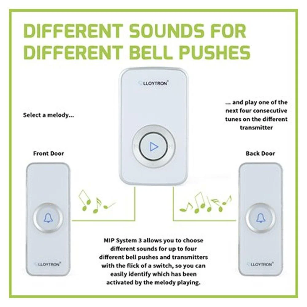 Lloytron 32 Melody Plugin Door Bell Chime Kit Grey - Image 5