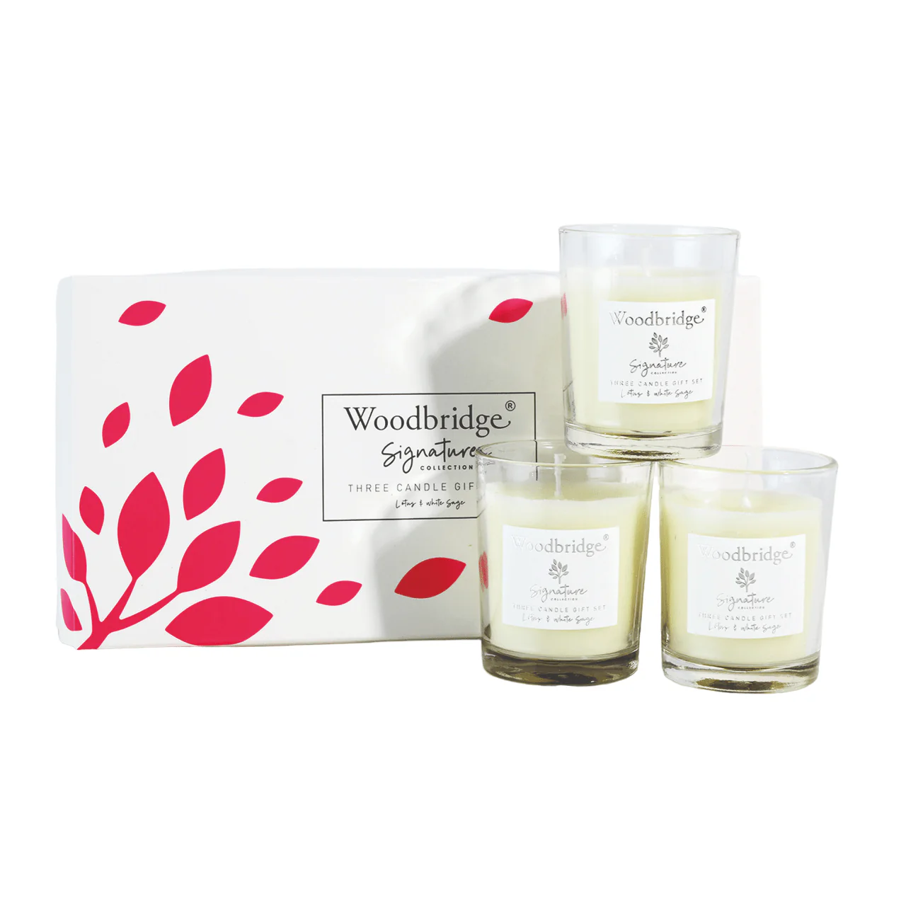 Lotus & White Sage Boxed Three Votive Candle Set by Woodbridge 3x50g