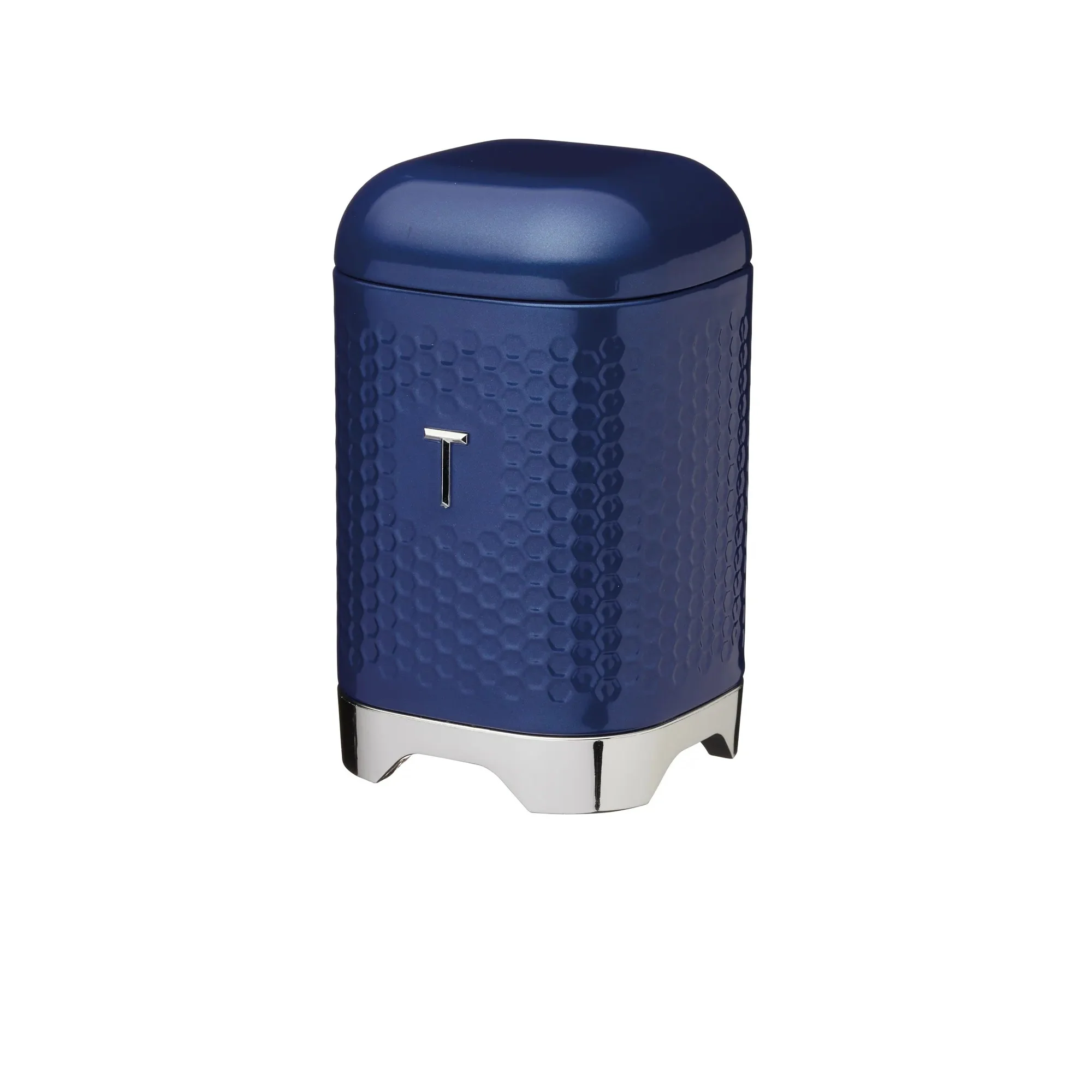 Lovello Retro Tea Canister with Geometric Textured Finish - Midnight Navy