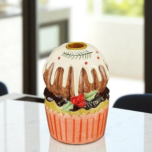 Lucie Candle Holder Cake Brown 13 x 9cm