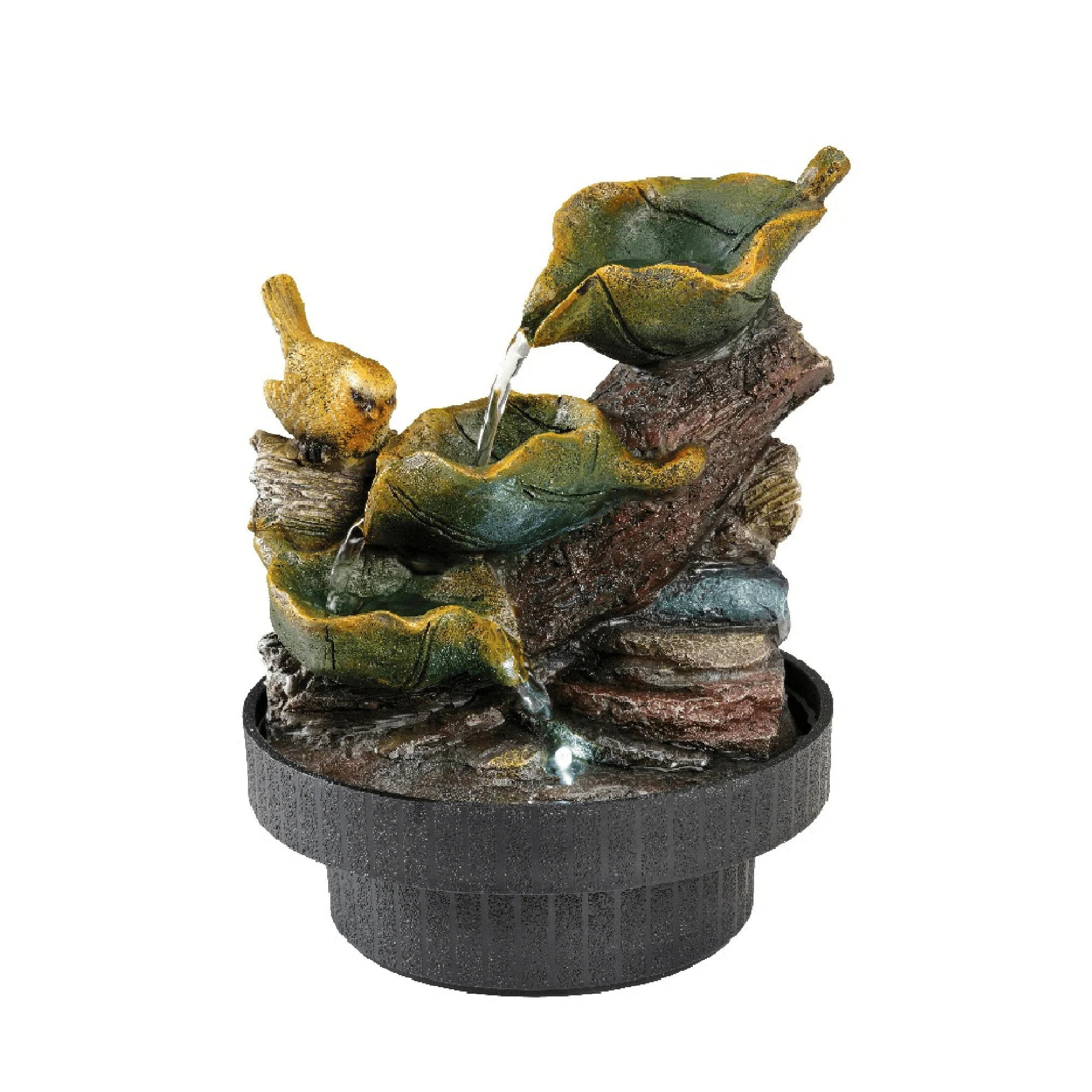Lumineo 23cm Indoor and Outdoor Water Fountain with LED Light 'Birds with Leaves' - Image 2