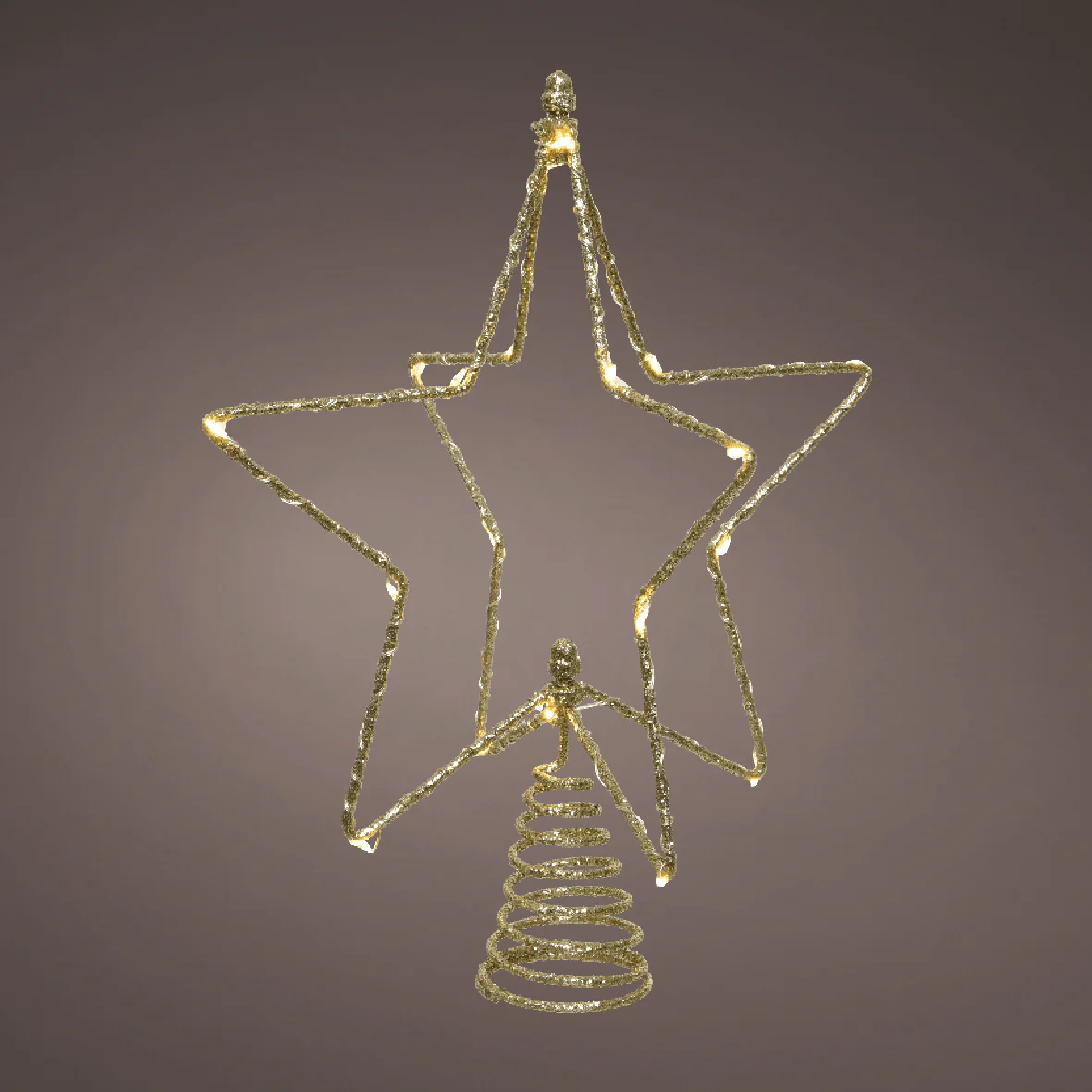Lumineo Battery-Operated Micro LED Star Tree Topper with Gold Glitter