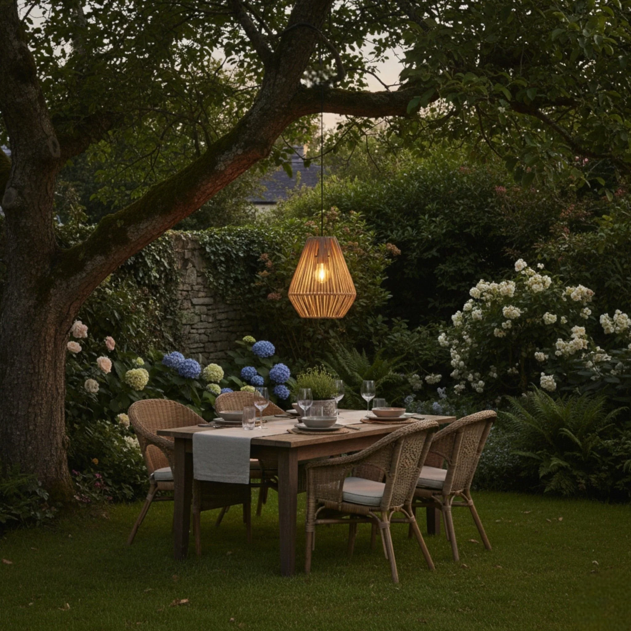 Lumineo Beige Hanging Lamp Made of Rattan with Battery Power - Image 2