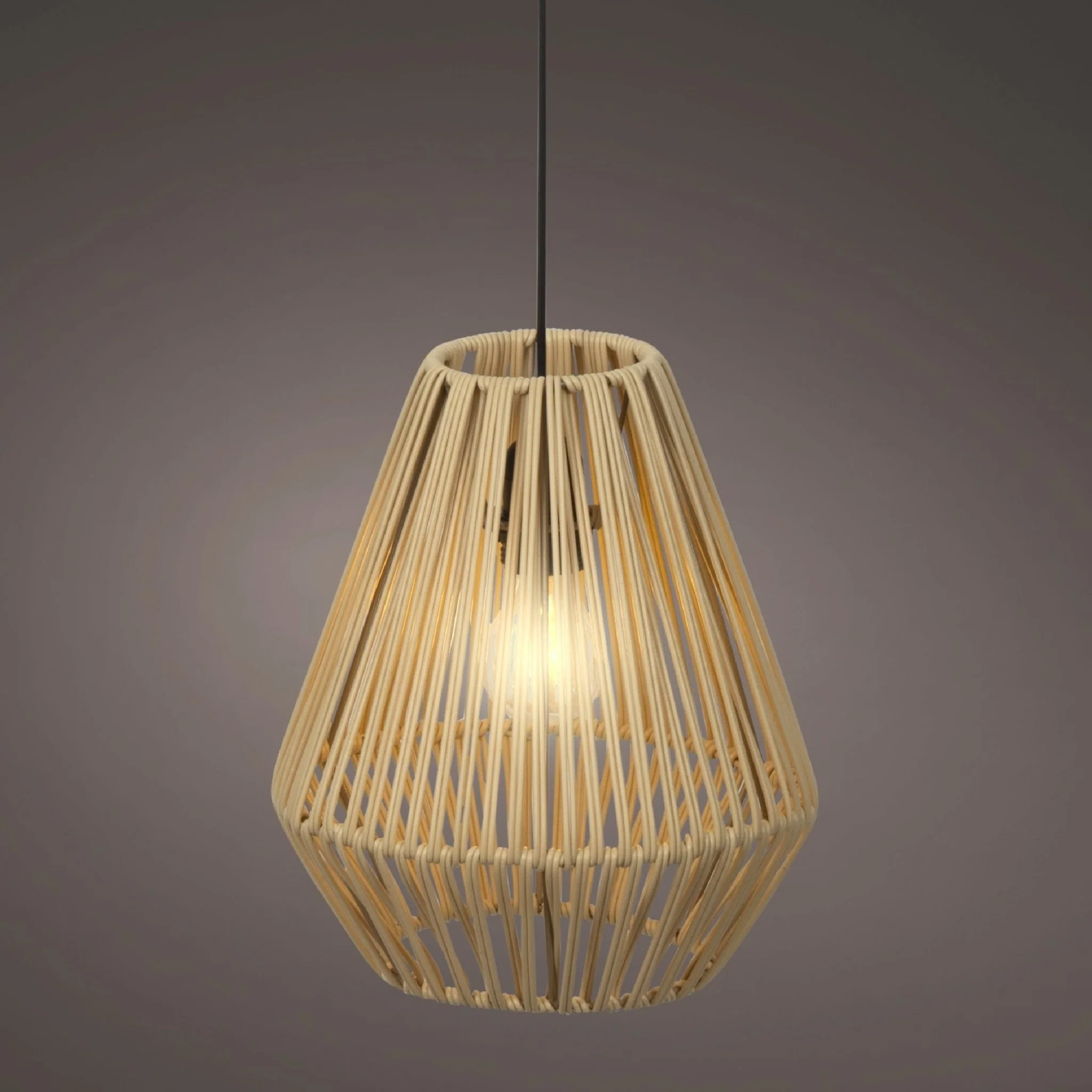 Lumineo Beige Hanging Lamp Made of Rattan with Battery Power - Image 3