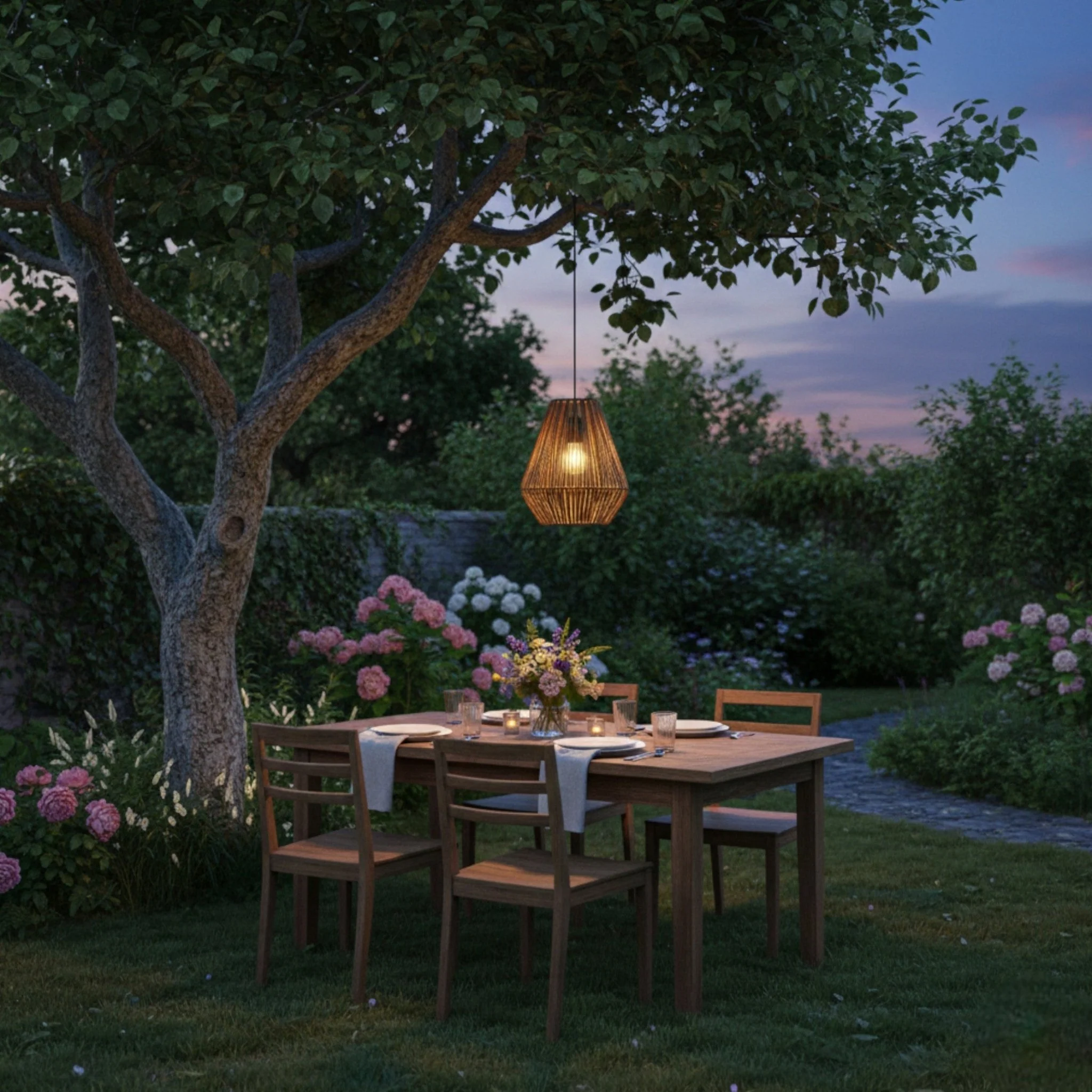 Lumineo Brown Hanging Lamp Made of Rattan with Battery Power - Image 2