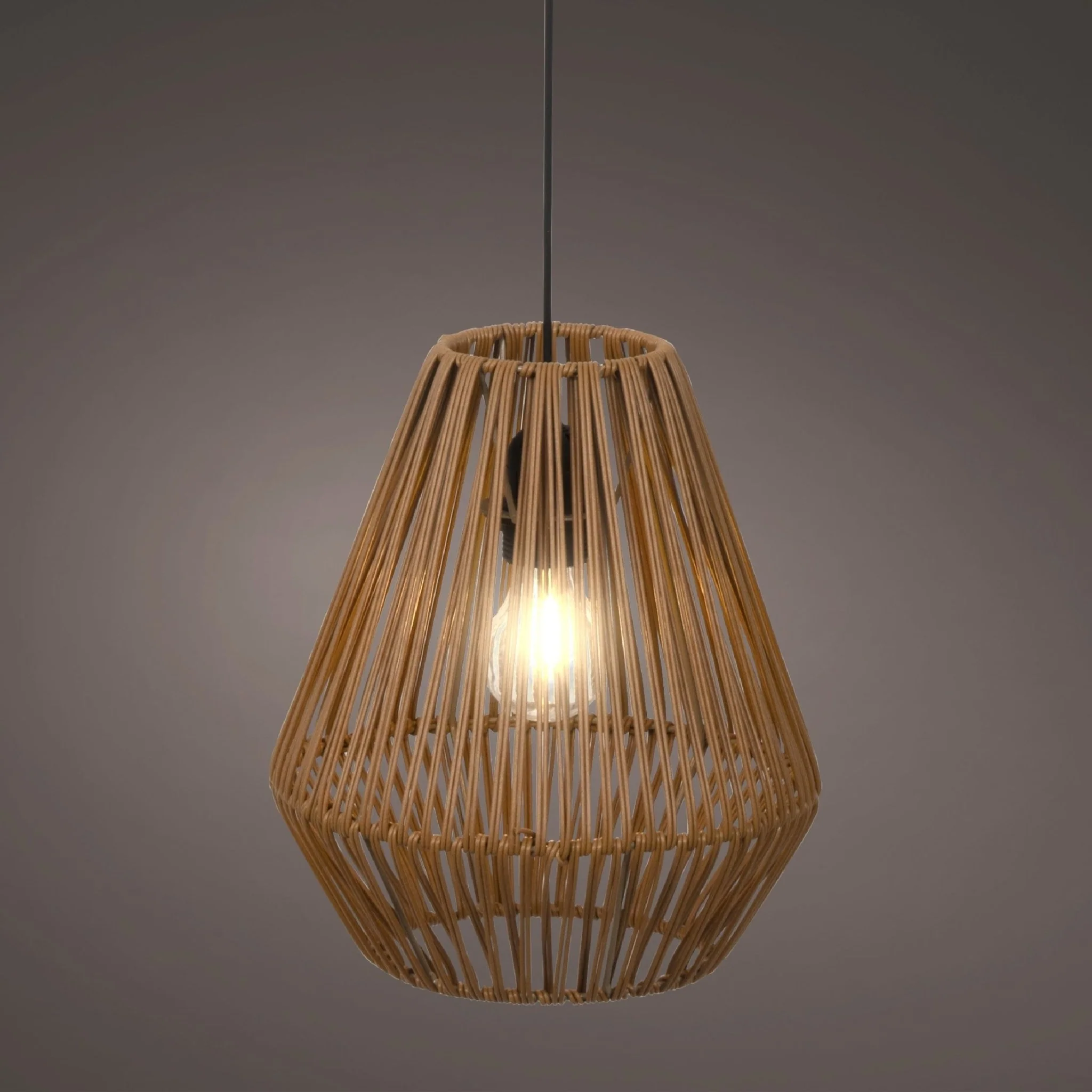 Lumineo Brown Hanging Lamp Made of Rattan with Battery Power - Image 3