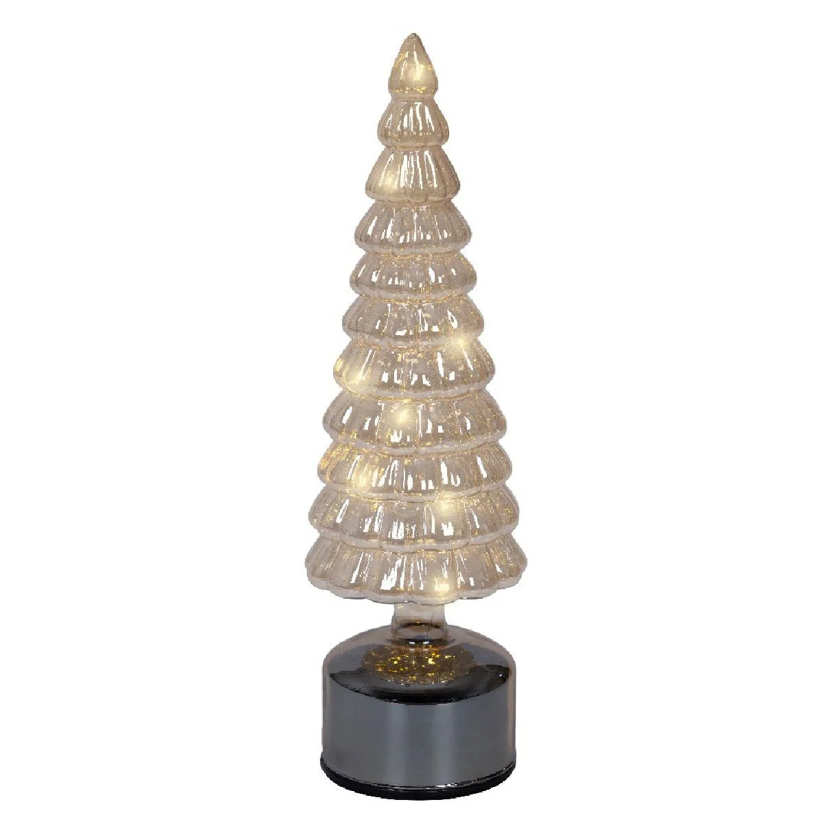 Lumineo Micro LED Rotating Glass Tree Battery Operated Amber & Warm White 34cm