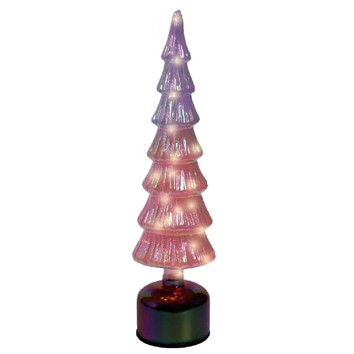 Lumineo Micro LED Rotating Glass Tree Battery Operated Pink & Warm White 39cm - Image 2