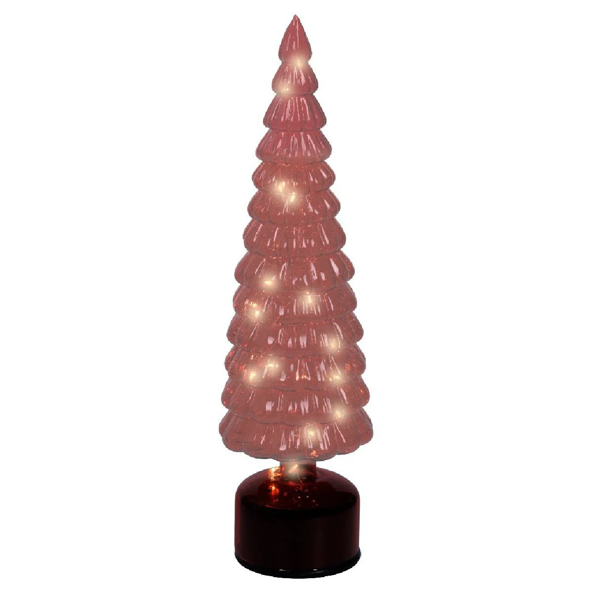 Lumineo Micro LED Rotating Glass Tree Battery Operated Red & Warm White 39cm