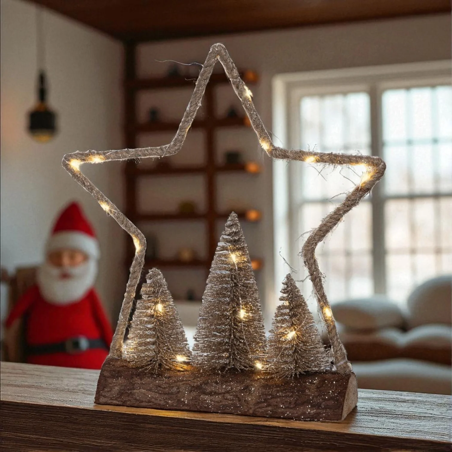 Lumineo Micro LED Star and Trees Decoration Battery Operated 32cm