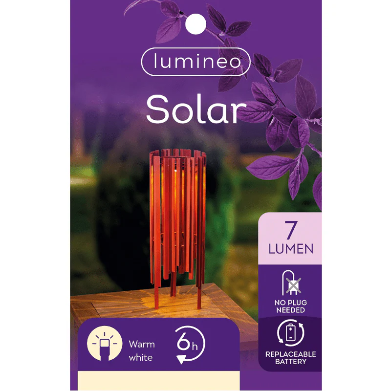 Lumineo Solar Metal Lamp Brick Red 18 x 47cm - Image 2