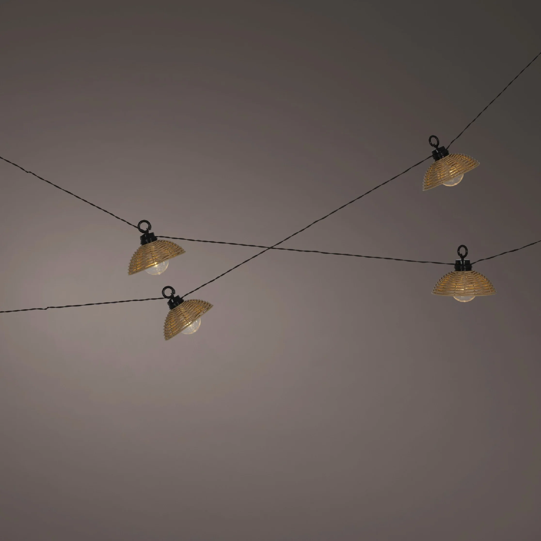 Lumineo Solar Party Light With Wicker Lampshades