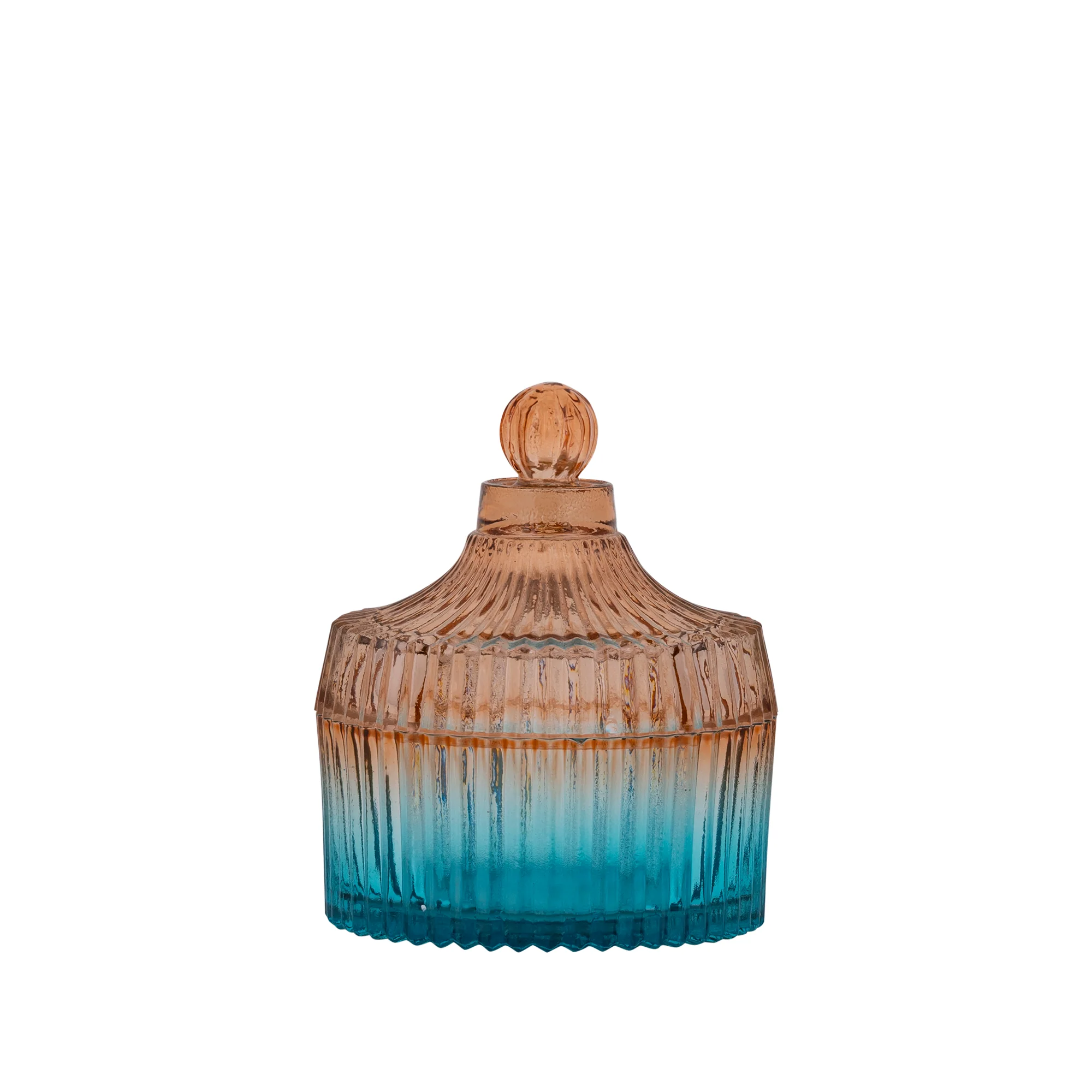 Lynis Brown and Blue Ombre Glass Storage Jar with Lid Small