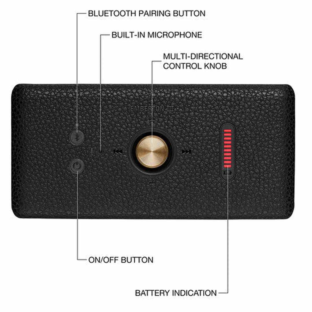 Marshall Emberton III Portable Waterproof Wireless Speaker (Black & Brass) | 1006884 - Image 2