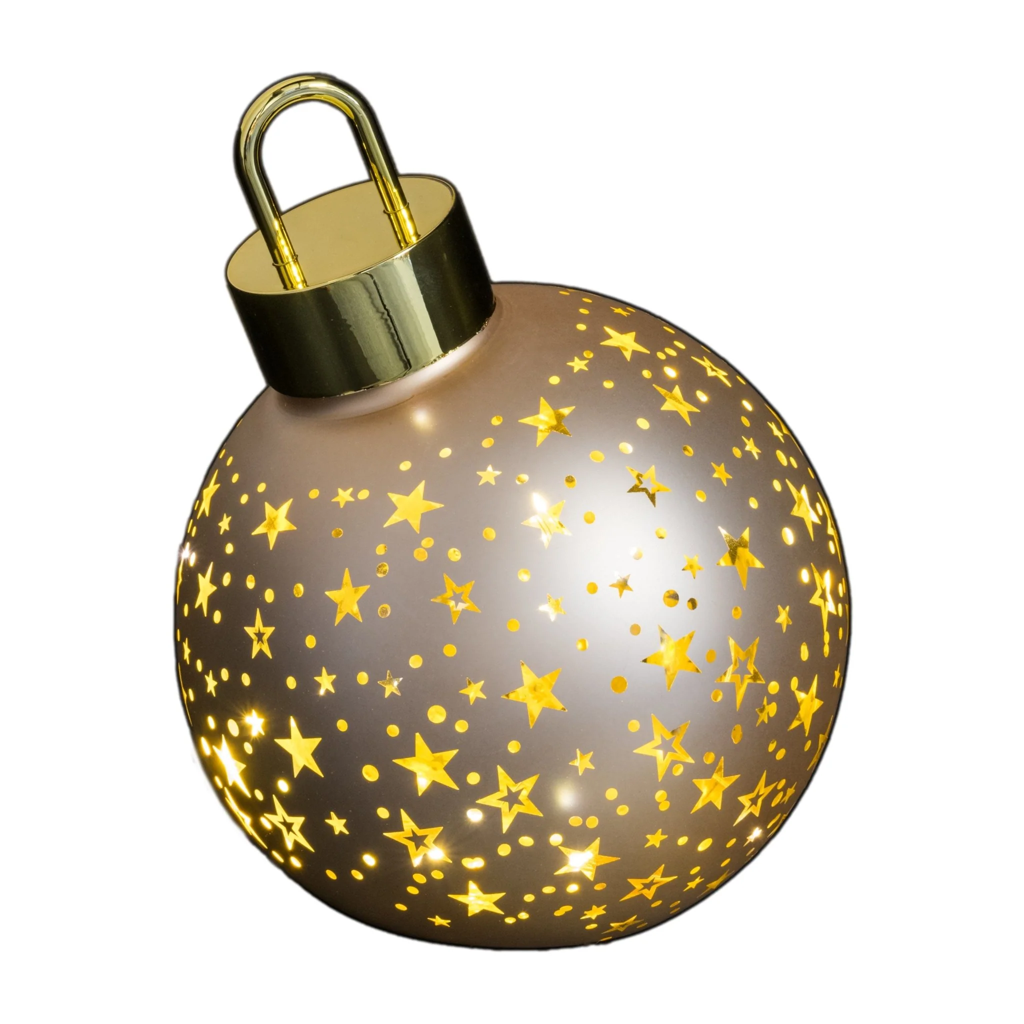 Matte Gold 15cm Christmas Bauble Ornament with LED's