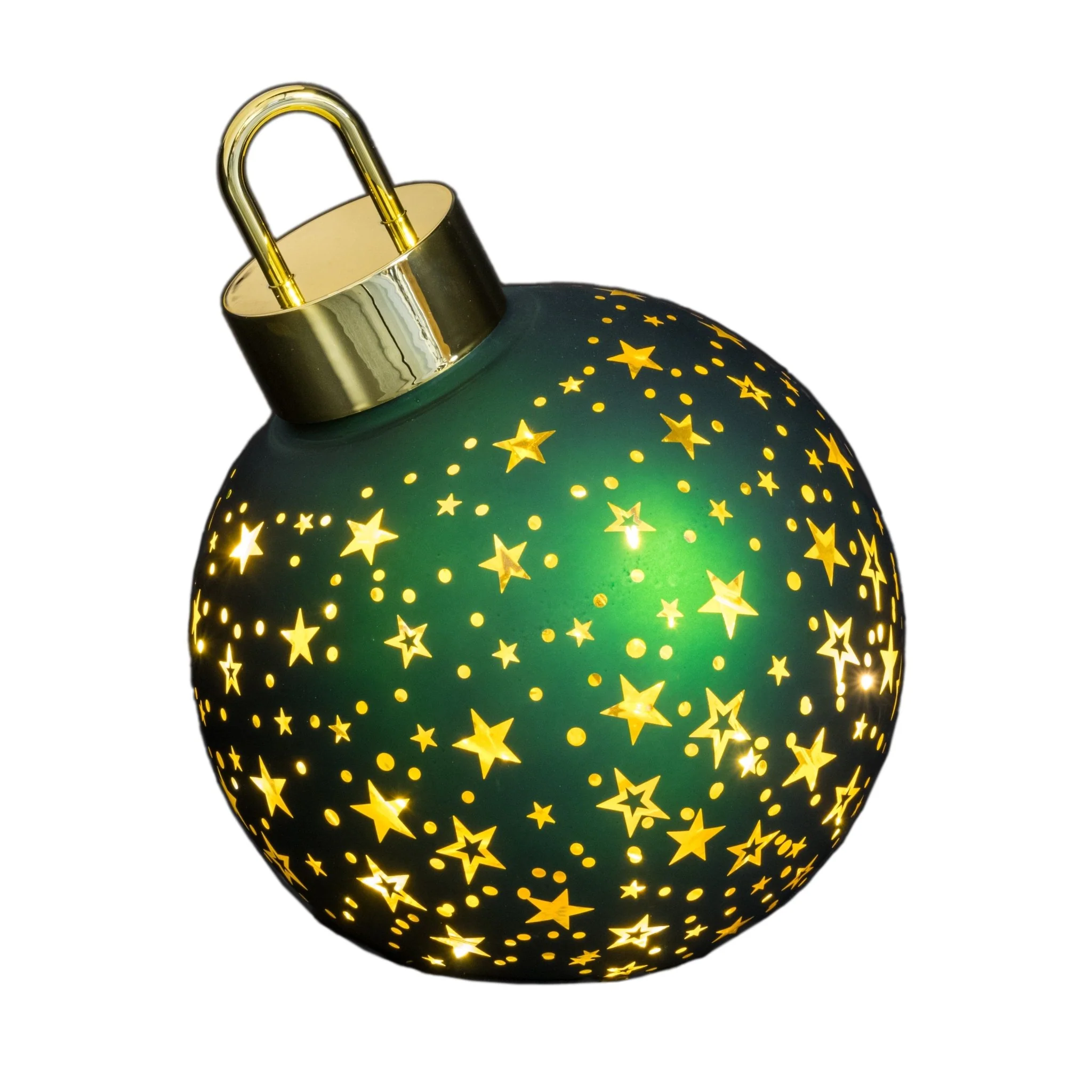Matte Green 15cm Christmas Bauble Ornament with LED's
