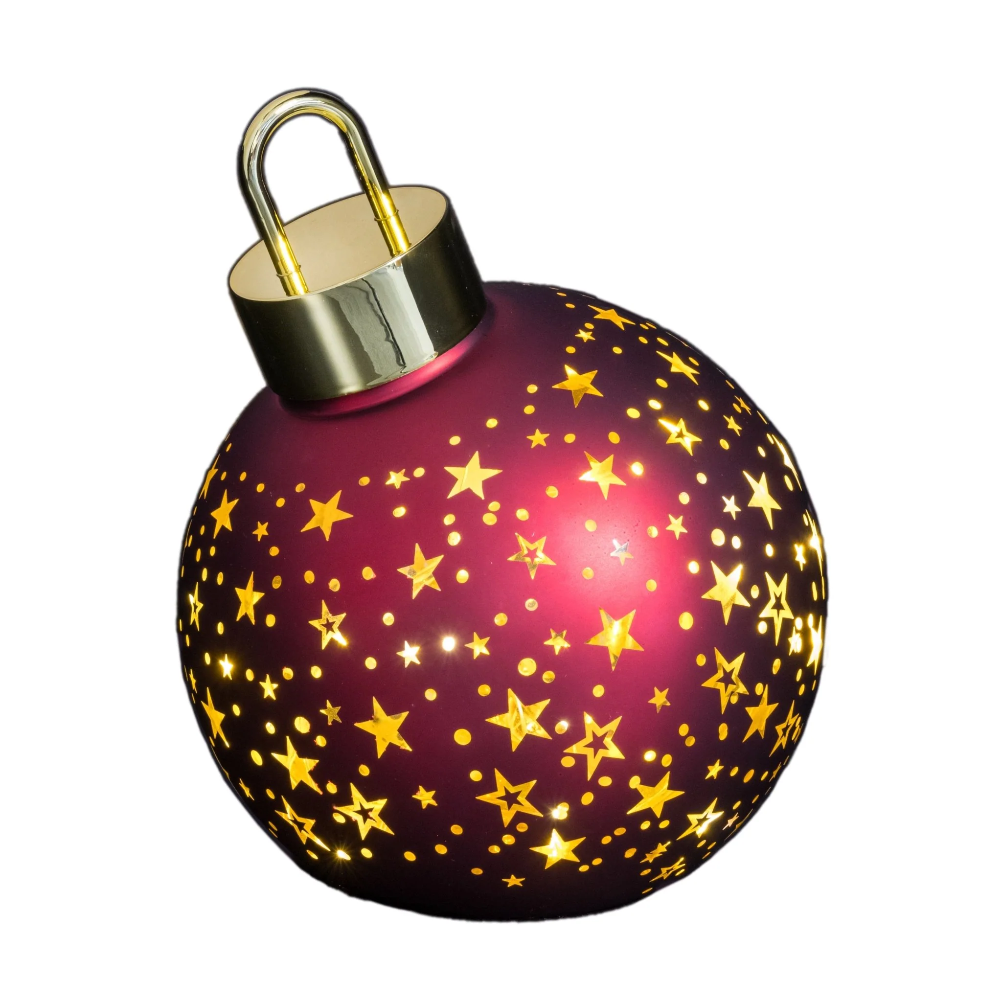 Matte Red 15cm Christmas Bauble Ornament with LED's