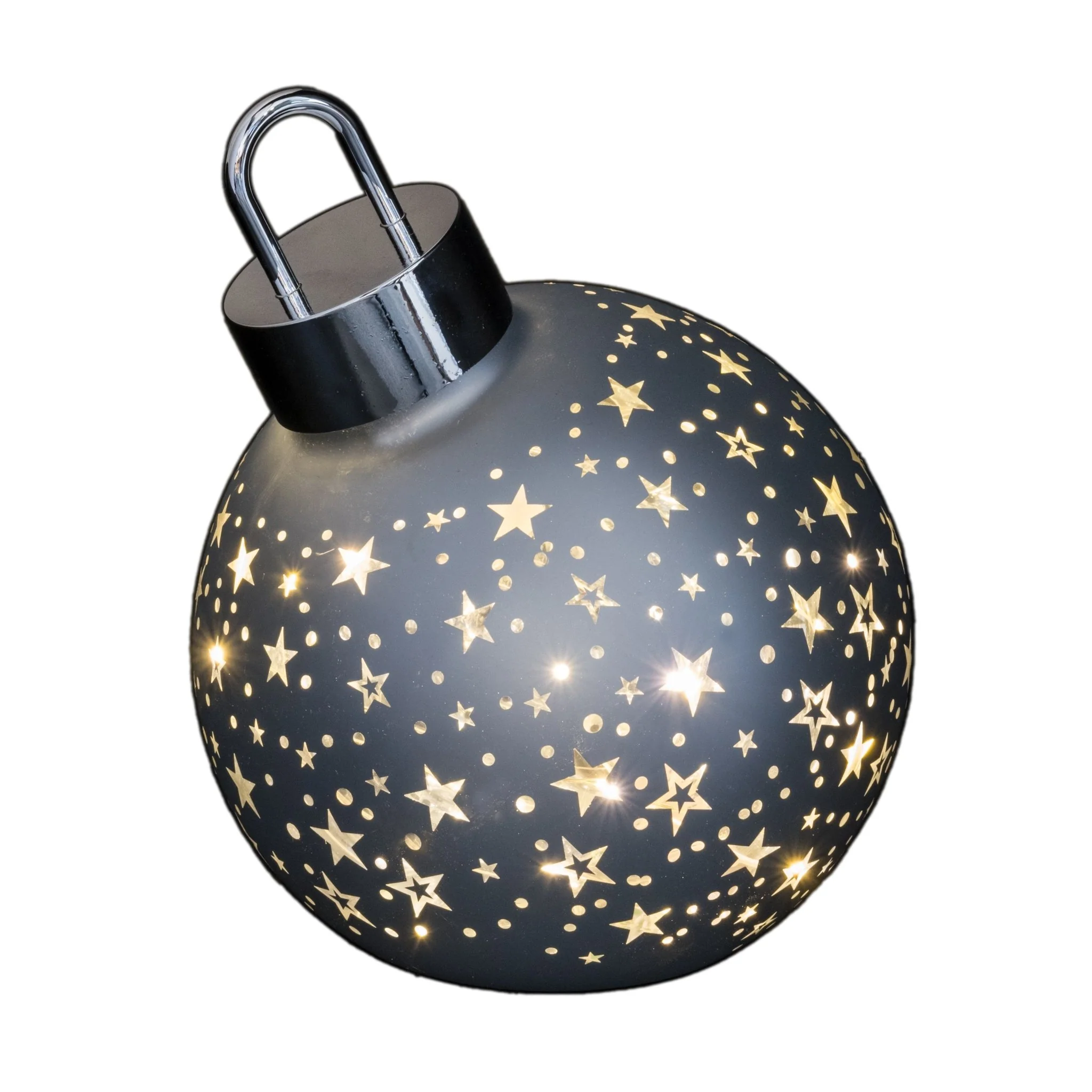 Matte Silver 15cm Christmas Bauble Ornament with LED's
