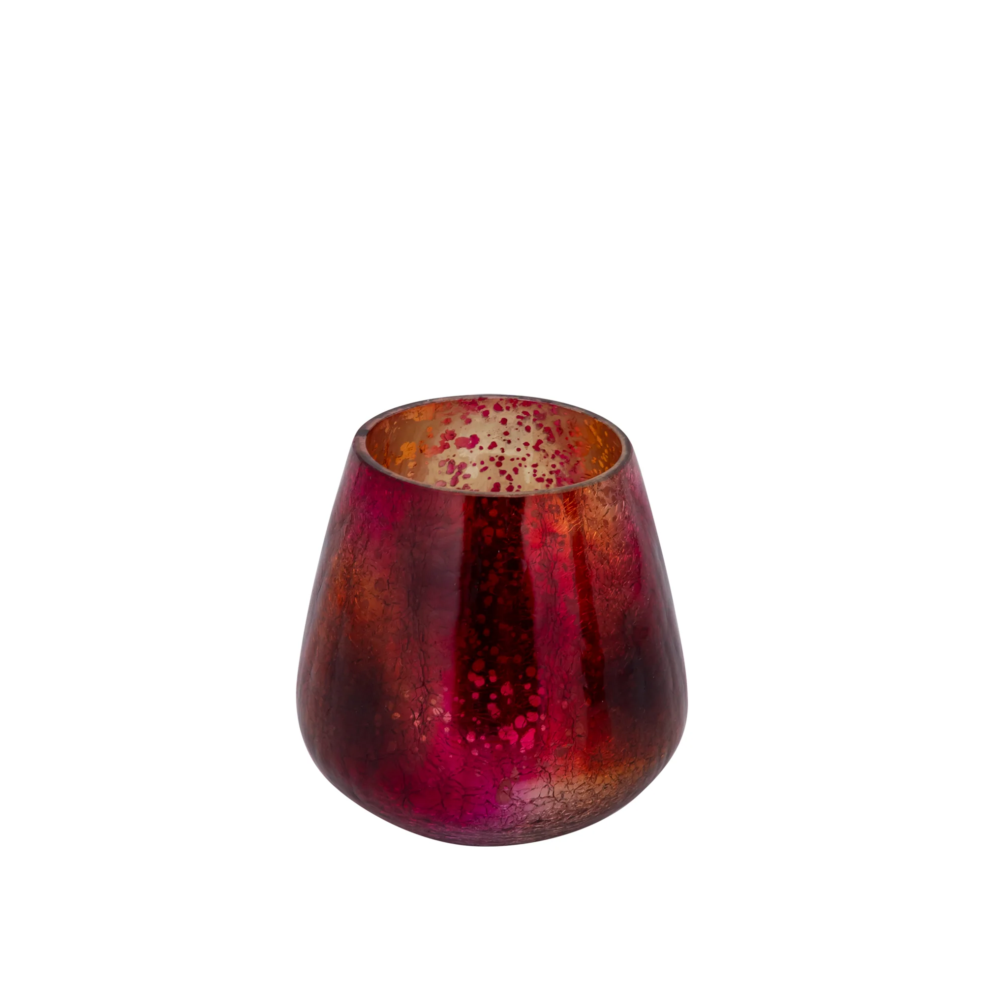 Mayna 10cm Pink Orange Glass T-light Holder Crackle - Image 2