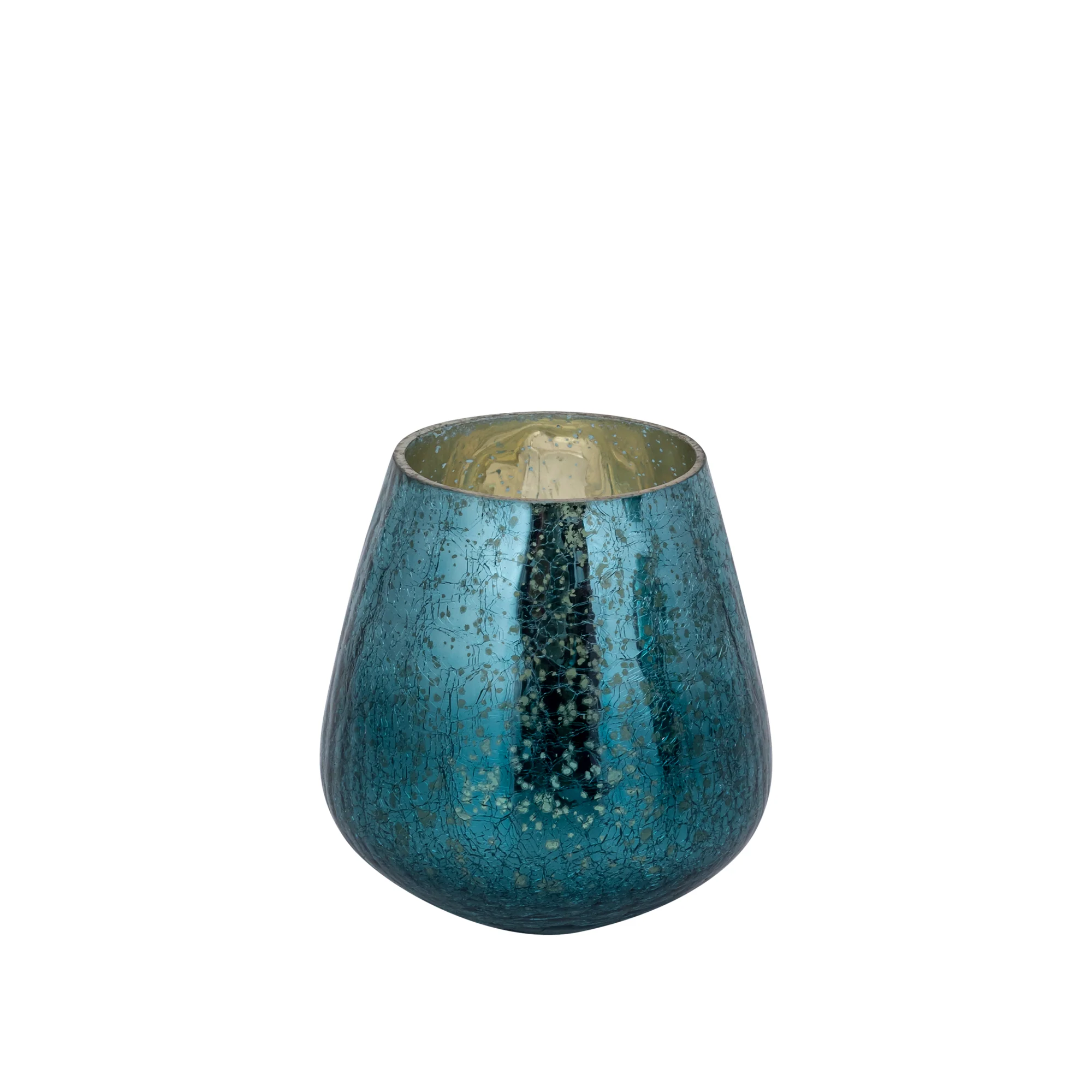 Mayna 10cm Teal Green Glass T-light Holder Crackle - Image 2