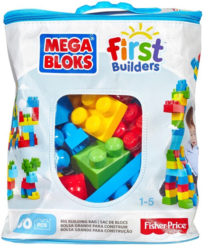Mega Bloks Big Building Bag 60 piece Blue - Image 2