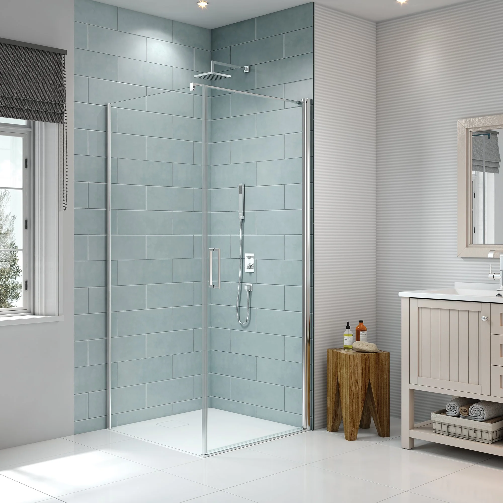 Merlyn  8 Series Frameless Pivot Door & Inline Side Panel  1200mm