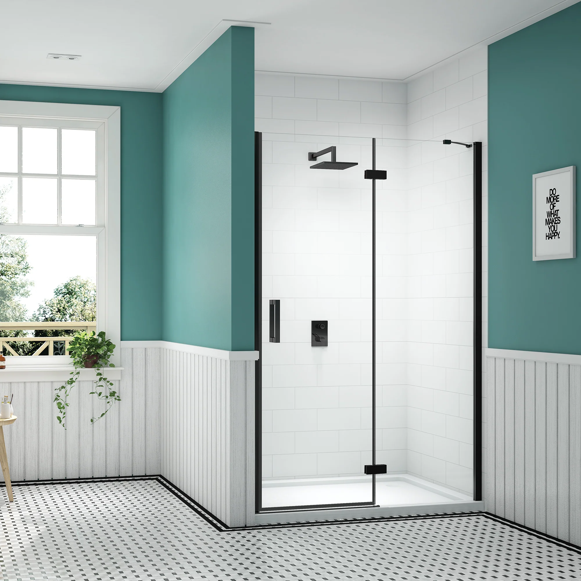 Merlyn Black Hinge & Inline Door 1000mm