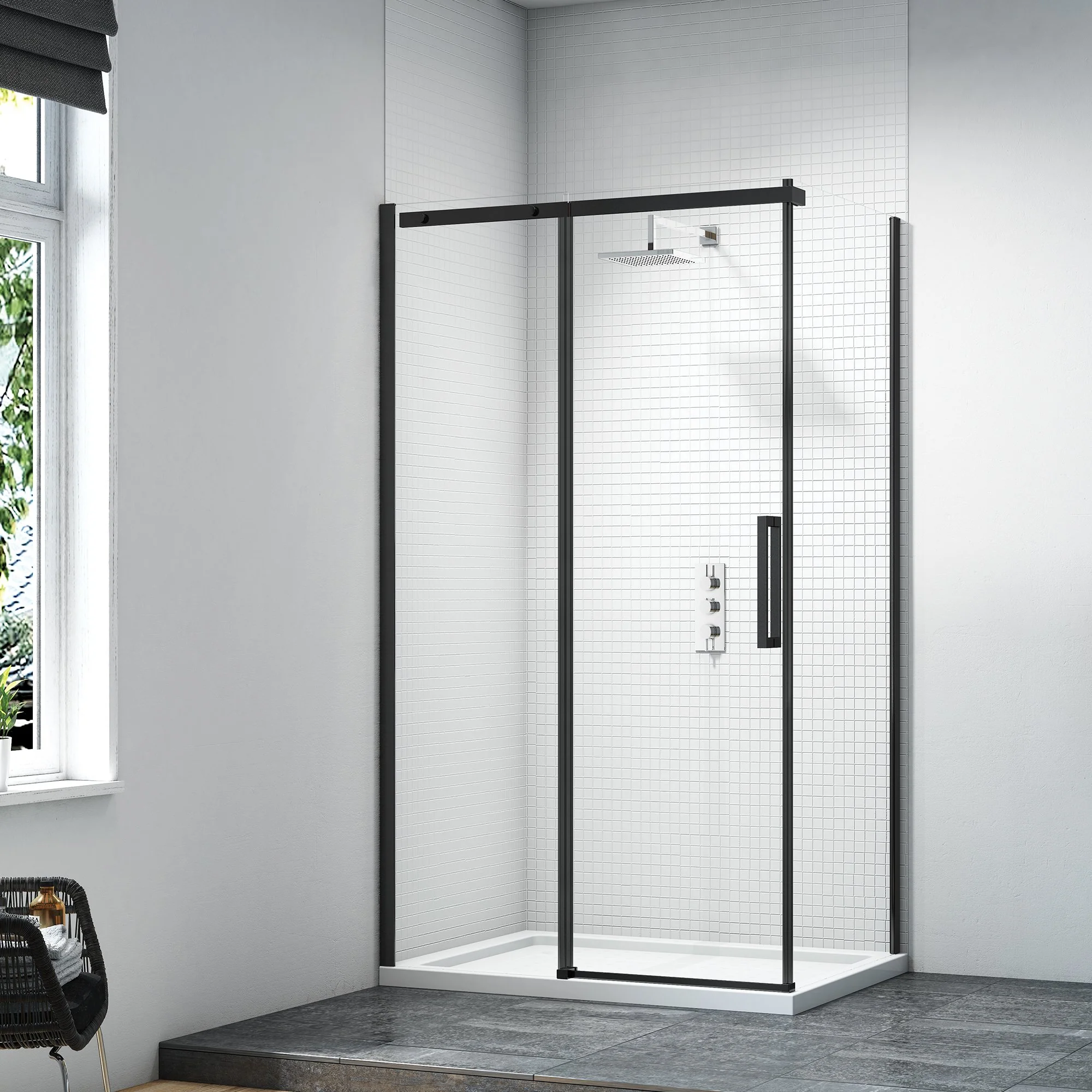 Merlyn  Black Sliding Door Side Panel  900mm - Image 2