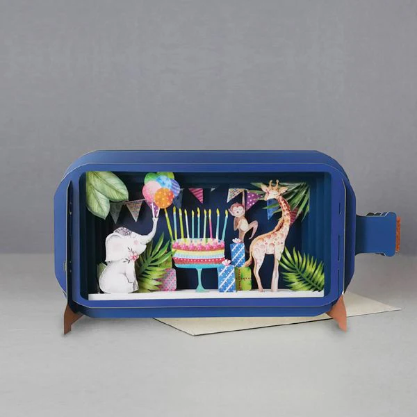 Message in a Bottle 3D Card Animal Birthday Party MIB054