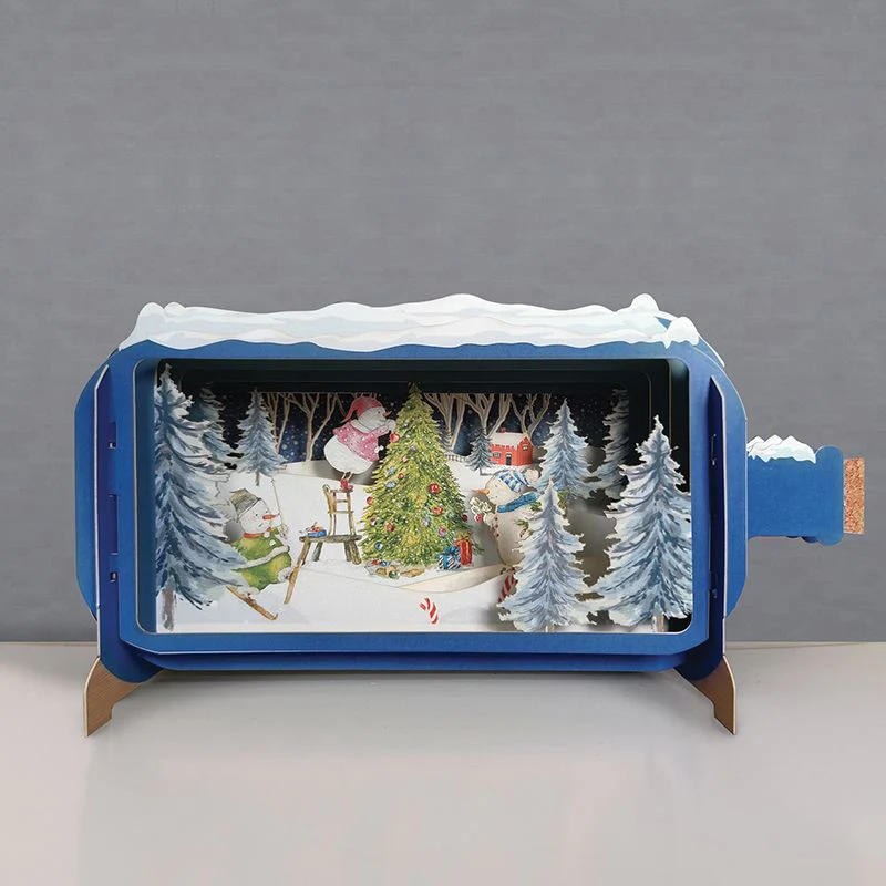 Message in a Bottle 3D Card Snowman Tree XMIB078