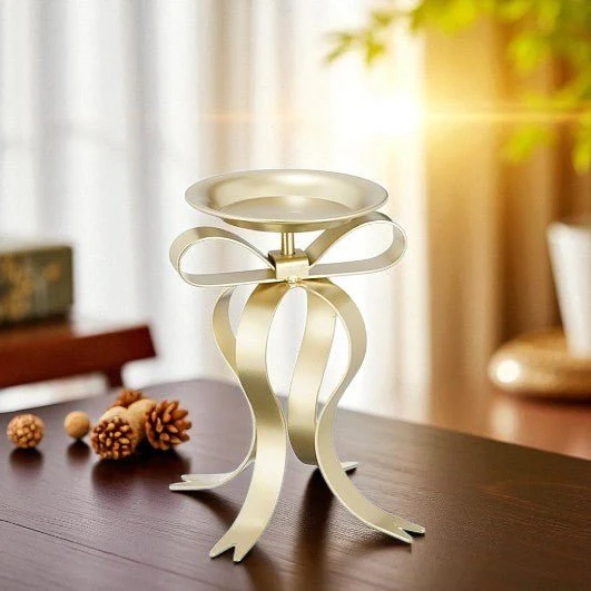 Metal Champagne Candle Holder with Bow 17 x 14 x 20cm
