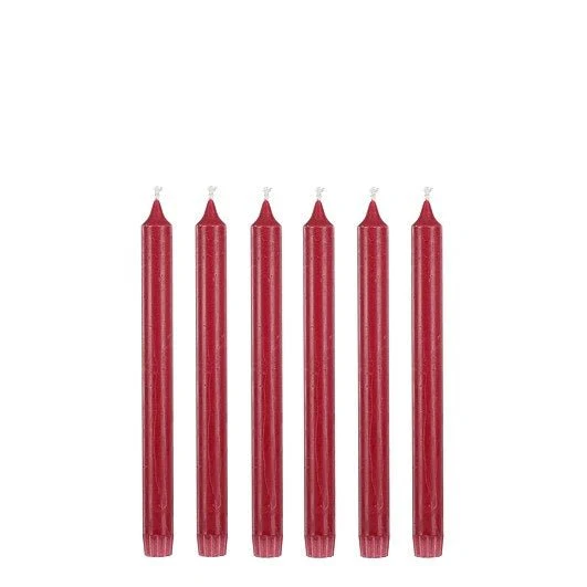 Mica Decorations 6pc Dinner Candle Stearin Dark Red 25 x 2.2cm