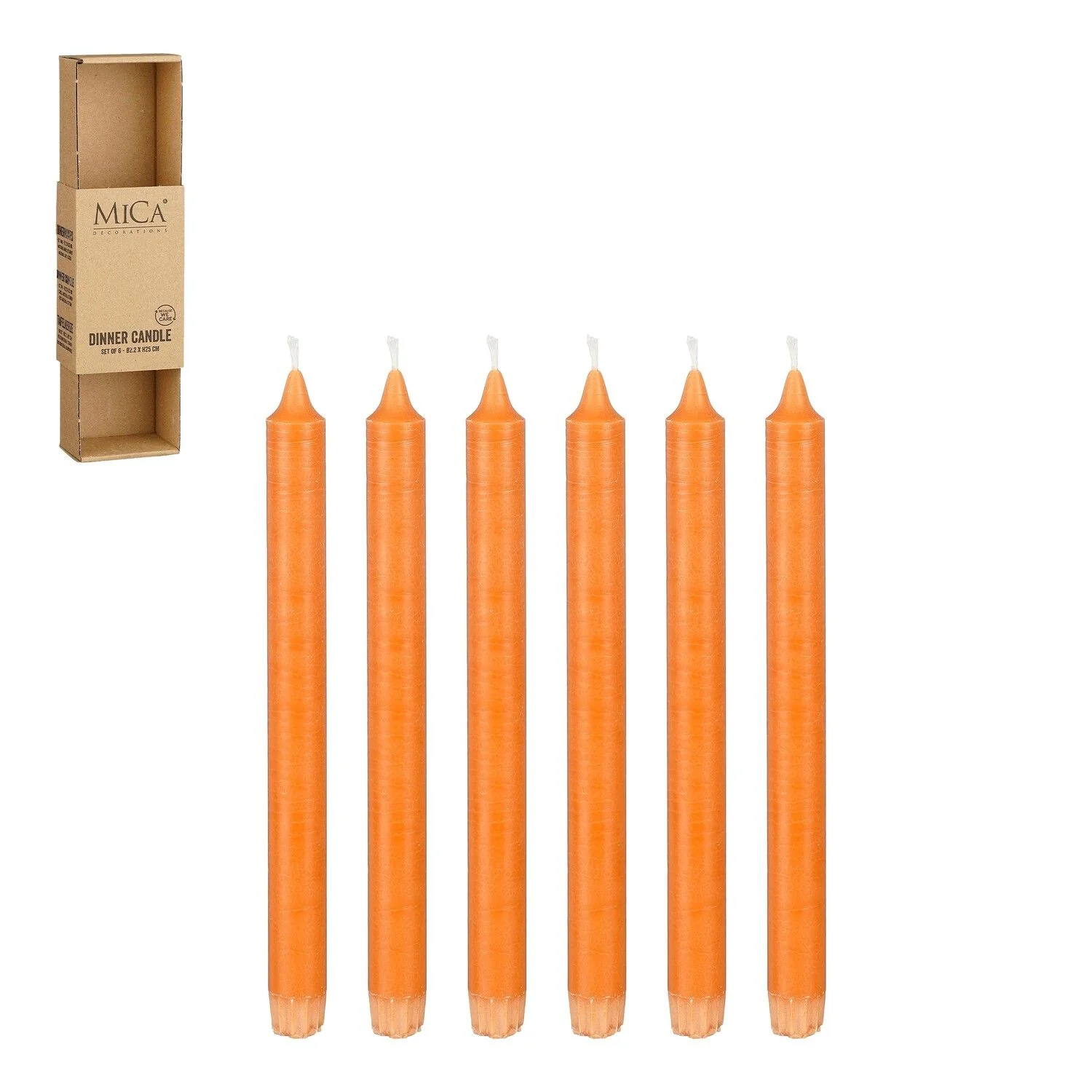 Mica Decorations Dinner candle - Set of 6 - H25 cm - Orange