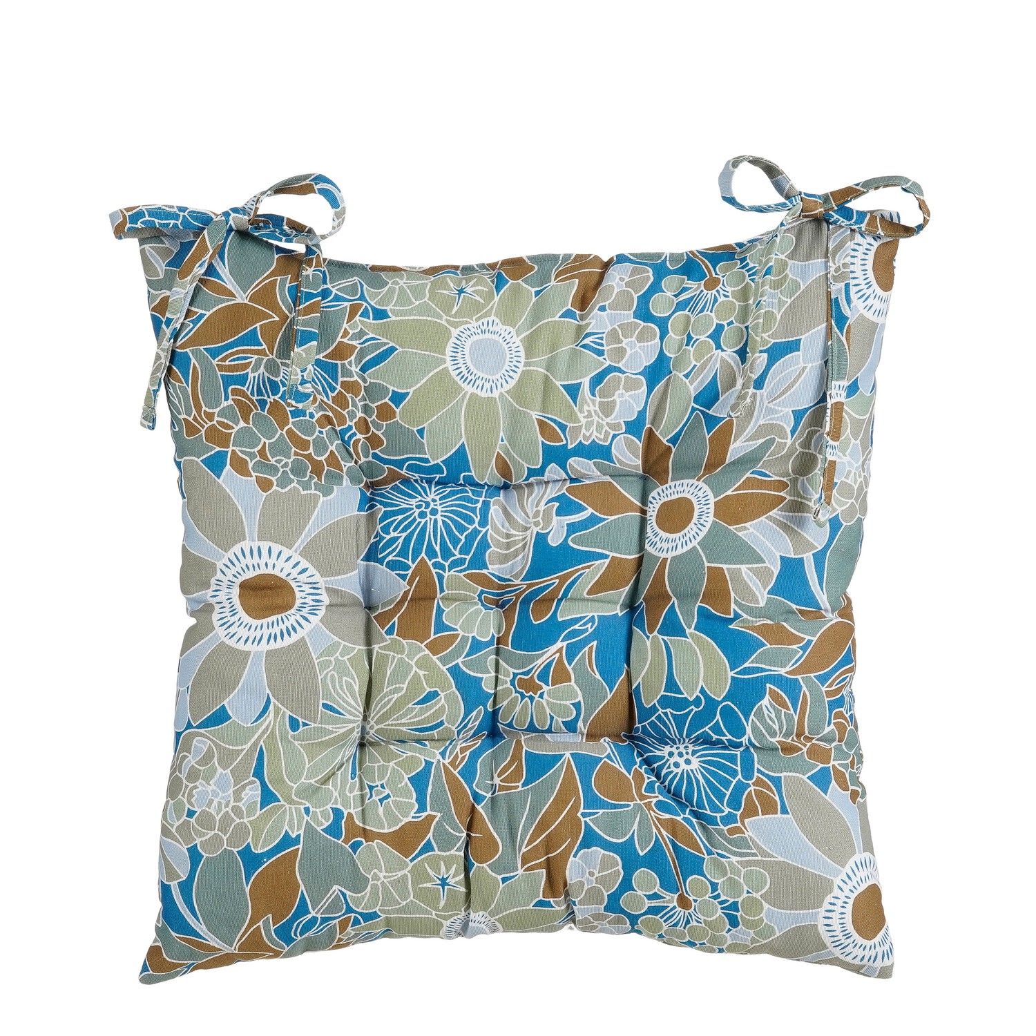 Mica Decorations Fleur Outdoor Chair Cushion Blue 46 x 46cm