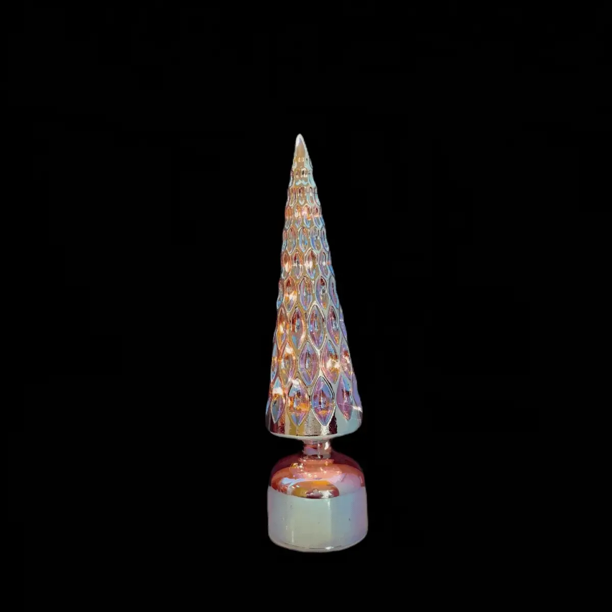 Mica Decorations Glass Christmas Tree Rotatable Blue Lustre 33.5 x 9cm - Image 2