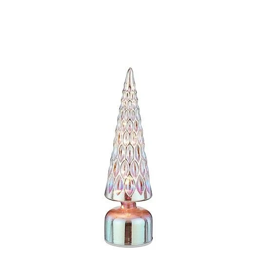 Mica Decorations Glass Christmas Tree Rotatable Blue Lustre 33.5 x 9cm - Image 3