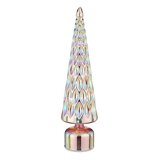 Mica Decorations Glass Christmas Tree Rotatable Blue Lustre 44 x 11cm