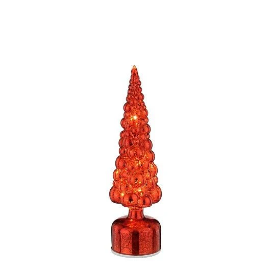 Mica Decorations Glass Christmas Tree Rotatable Red 34 x 9.5cm