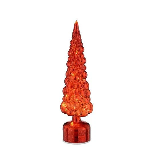 Mica Decorations Glass Christmas Tree Rotatable Red 40 x 10.5cm